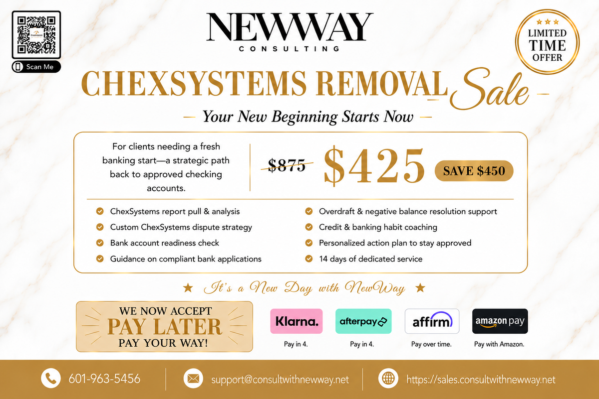 $425 ChexSystems Removal