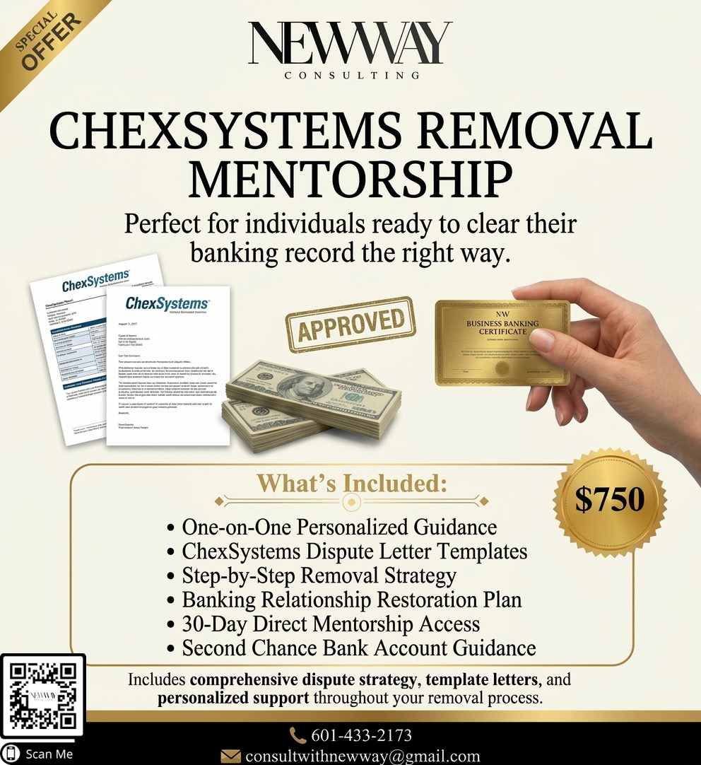 ChexSystems Removal Mentorship